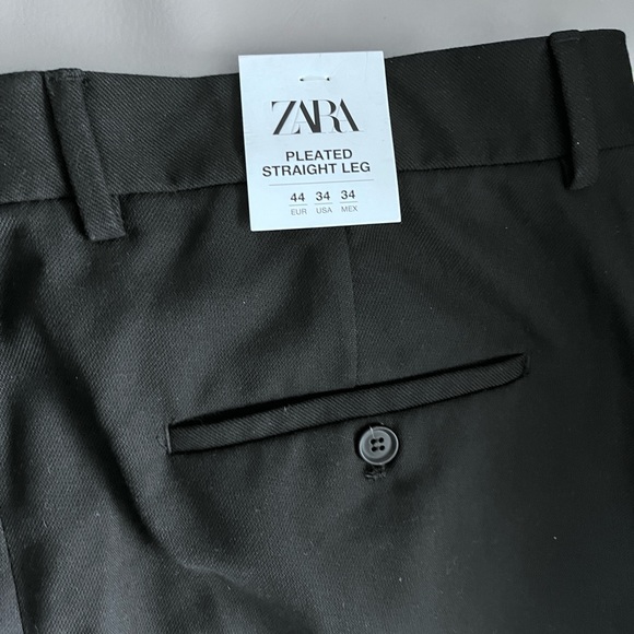 NWT - Zara Men’s Pleated Straight Leg Suit Pants - Size 34 - Picture 6 of 8